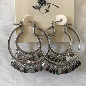 Silver tone tassel earrings